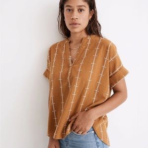 Madewell Lakeline Popover Shirttail Top in Jacquard Stripe